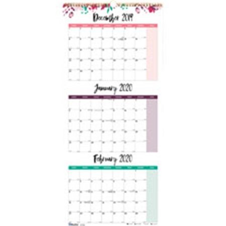 REDIFORM Rediform REDC171129 3-Month Quick View Wall Calendar - Floral REDC171129